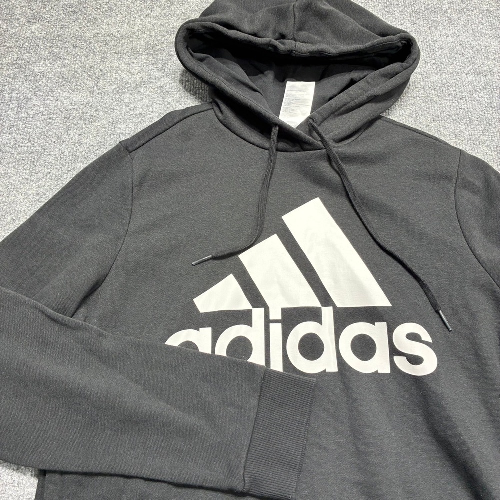 Adidas Logo Hoodie Mens Large Black Pullover Athletic Casual Hiking Camping Fall